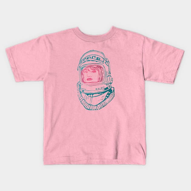 Cosmonaut Girl Kids T-Shirt by theblockwatch